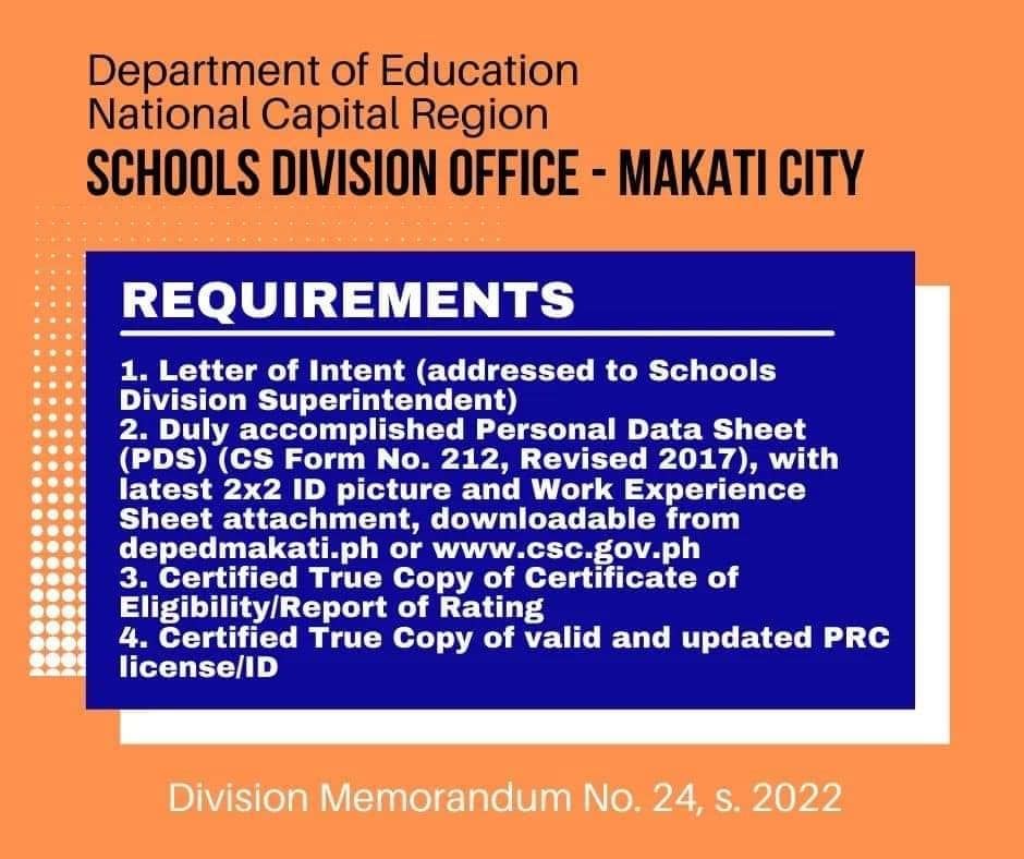 SDO MAKATI TEACHER APPLICANTS - requirements1