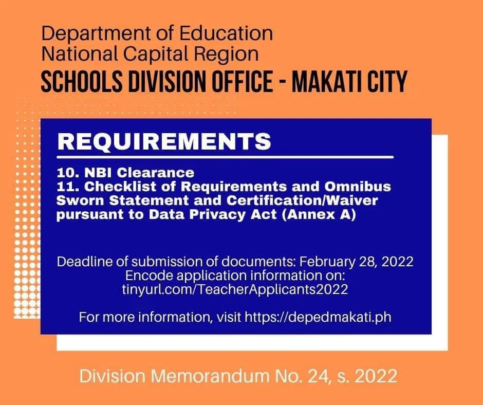 SDO MAKATI TEACHER APPLICANTS - requirements3